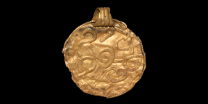 Pre-Viking Gold Bracteate Pendant with Entwined Beast