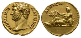 Ancient Roman Imperial Coins - Hadrian - Africa Gold Aureus