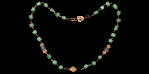 Gold Chain Necklace with Emeralds