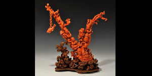 Fine Coral Figural Group Carving