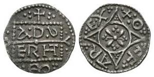 Bishop Eadberht with Offa - London - Three Line Penny