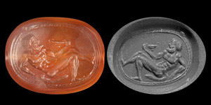 Greek Bead with Satyr Holding Kantharos