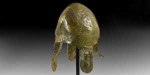 Greek Chalcidian Helmet with Decorated Lappets and Nasal
