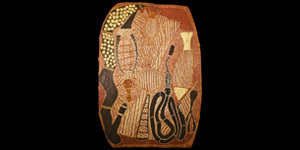Aboriginal Mythology by Jackie Barrialanga on Eucalyptus Bark
