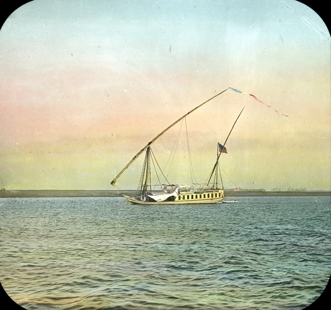 A traveller's dahabeah moored on the Nile at Luxor