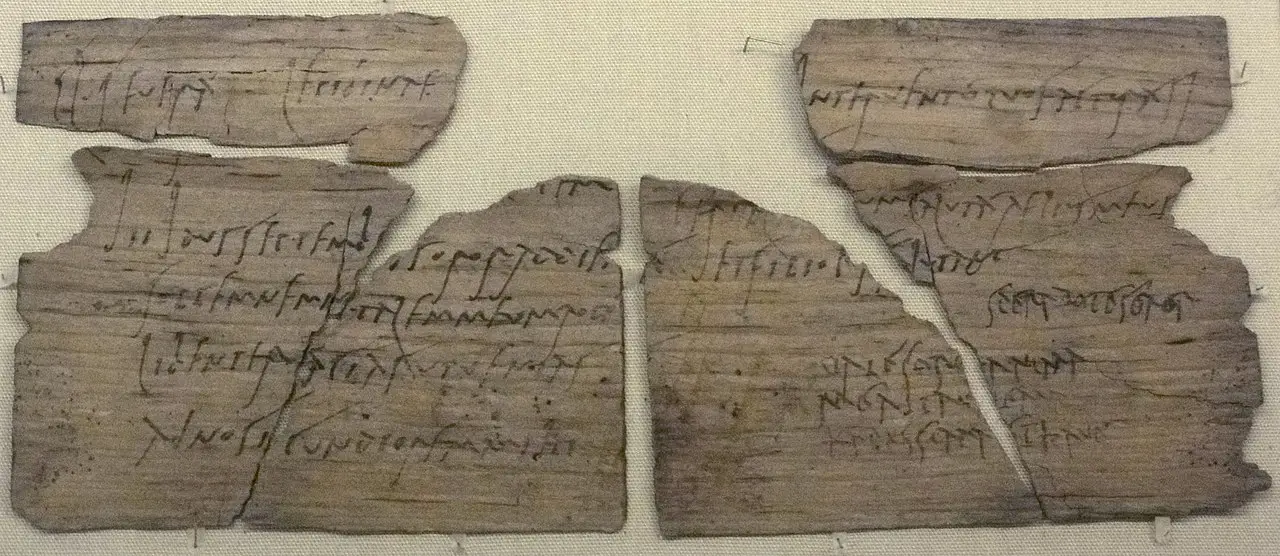 The Vindolanda birthday invitation of Claudia Severa, ink on thin wooden leaves