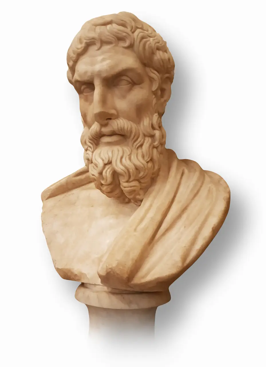 A Roman marble bust of the philosopher Epicurus