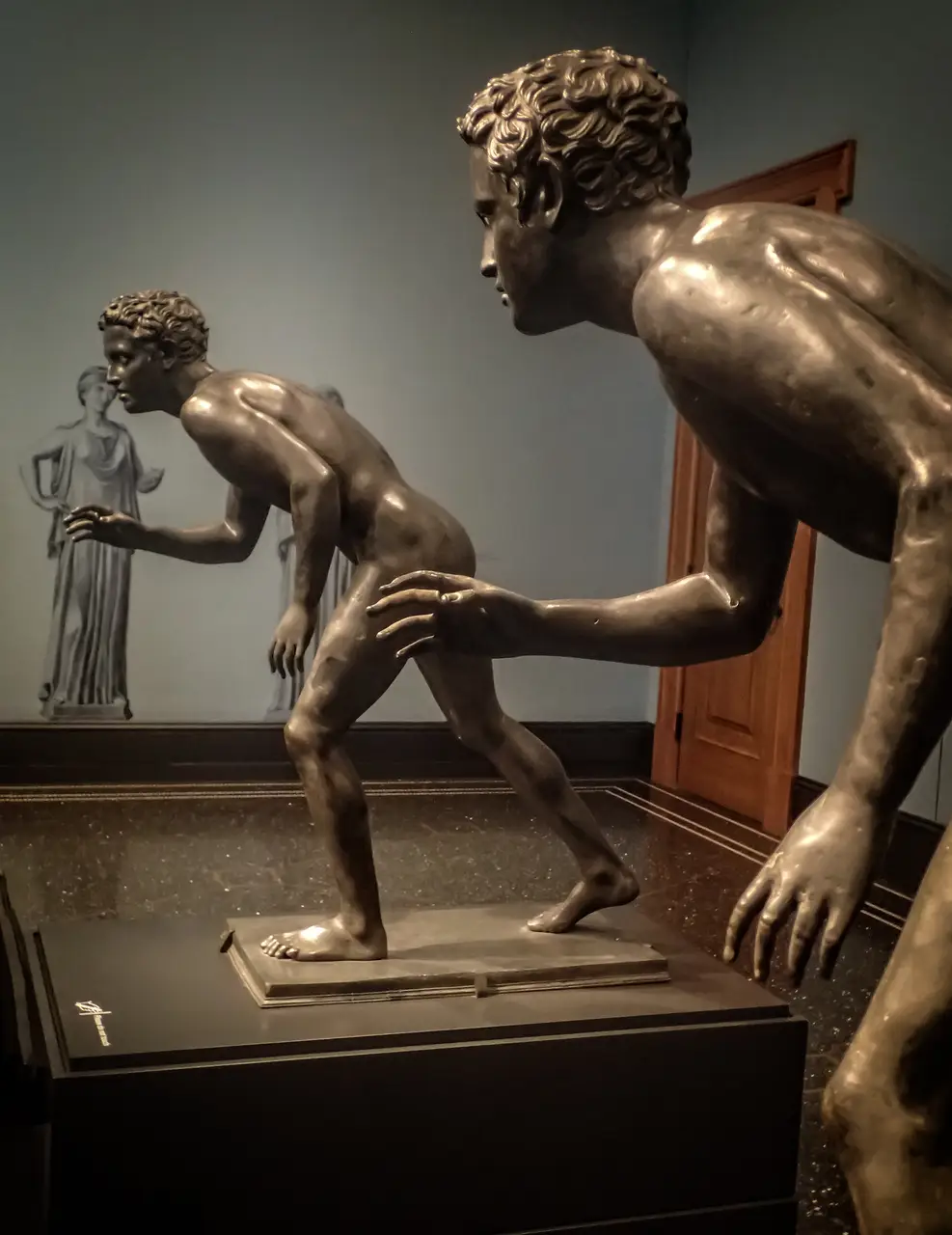 A bronze statue of a running athlete from the Villa of the Papyri
