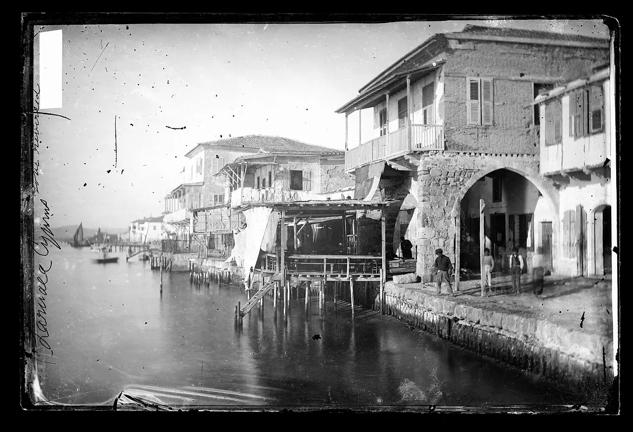 The waterfront at Larnaca photographed in 1878