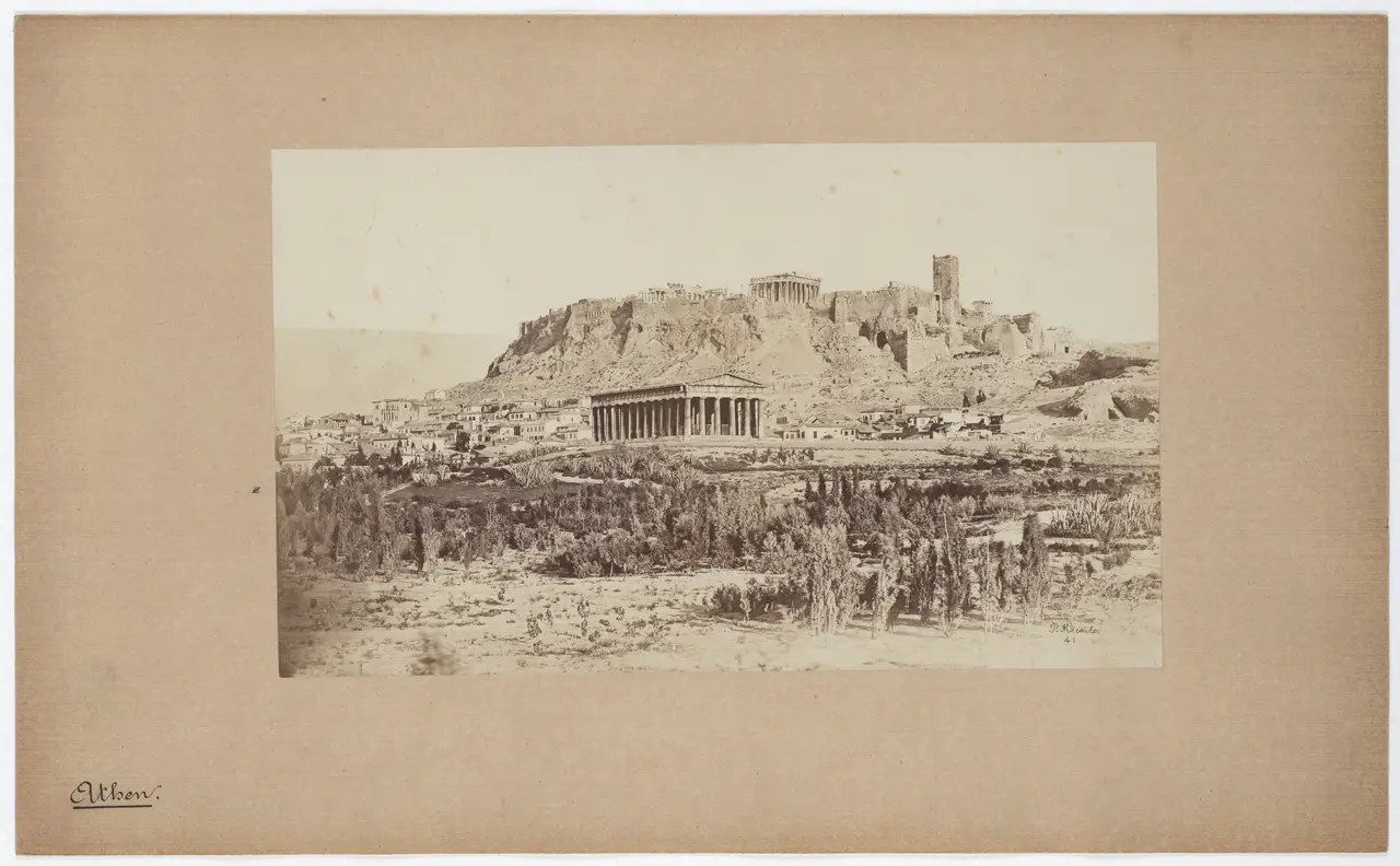 A view of nineteenth-century Athens, the Theseion in the foreground and the Acropolis beyond