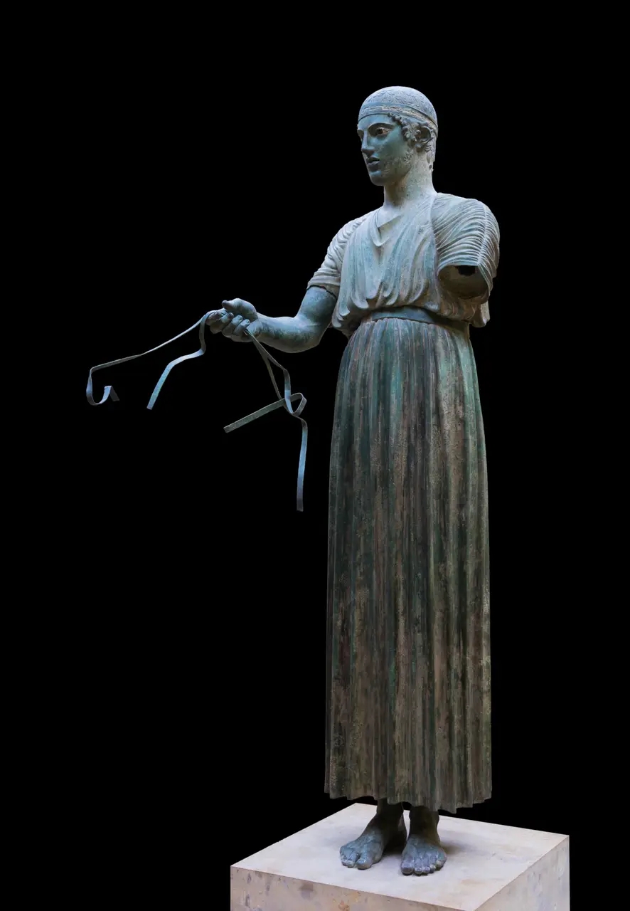 The bronze Charioteer of Delphi