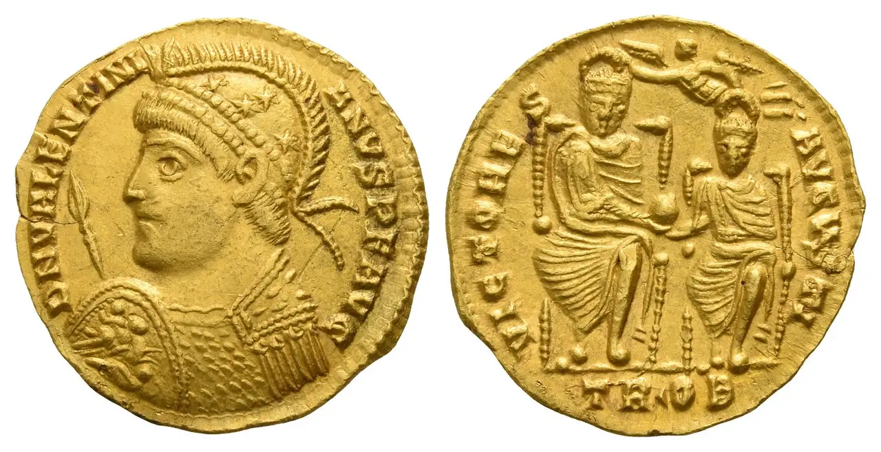 A gold solidus of Valentinian I, Trier mint, struck 367 to 375 AD