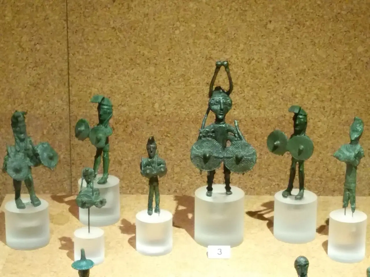 Nuragic bronze figurines of armed warriors in the Cagliari museum