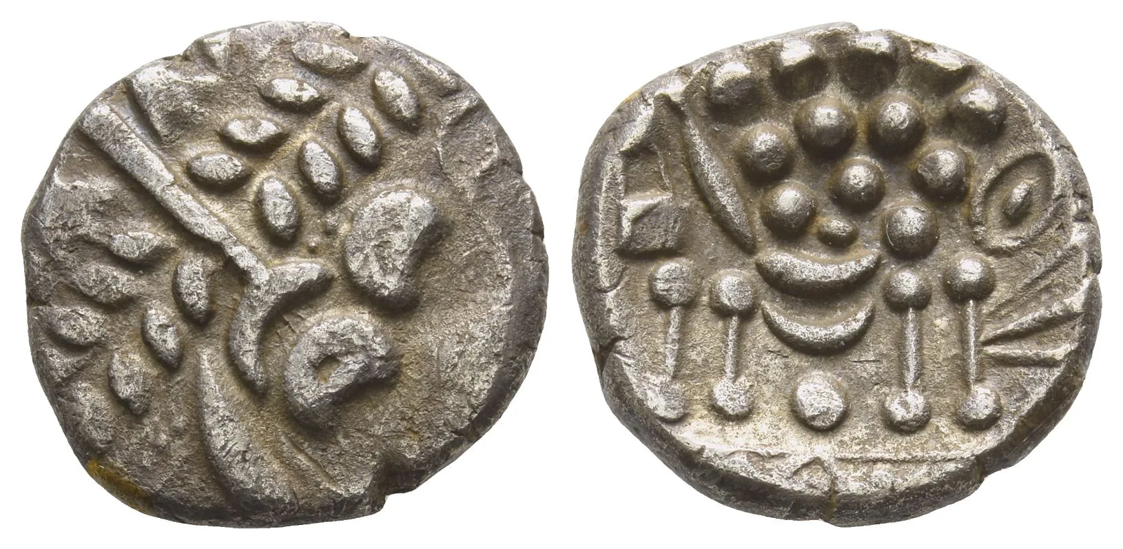 Celtic Durotriges silver stater, Cranborne Chase type, with abstracted head and horse