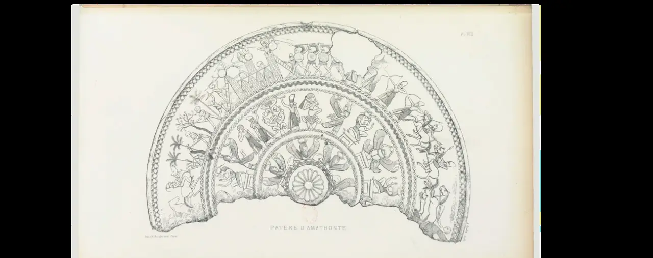 A 19th-century engraving of the silver-gilt Amathus bowl