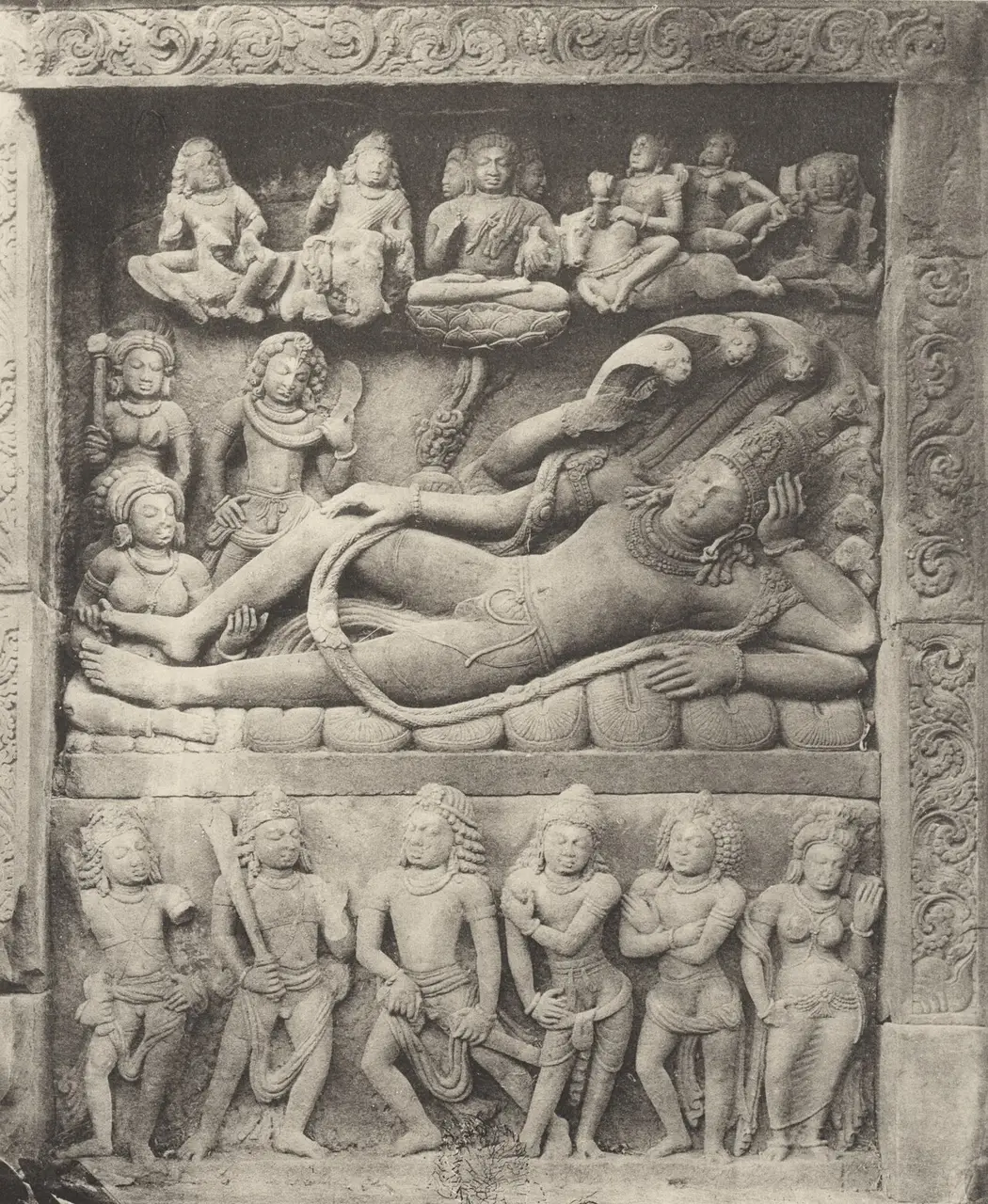 Vishnu asleep on the serpent Ananta beneath Brahma on the lotus, Dashavatara temple, Deogarh