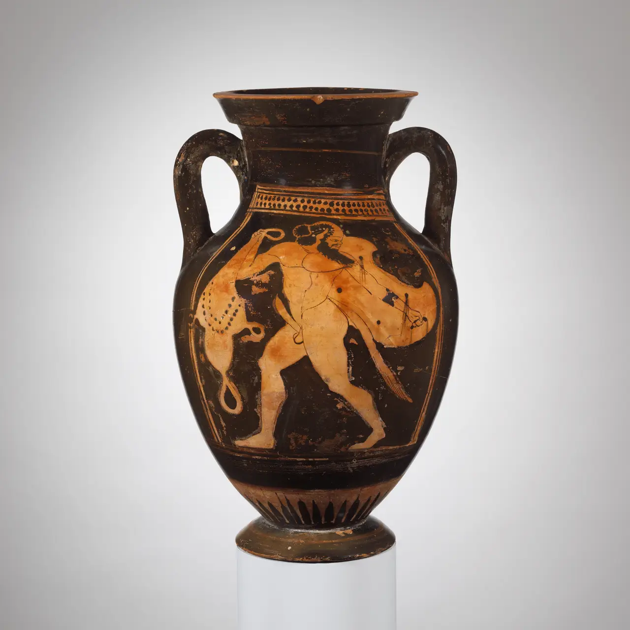 Ancient Greek red-figure kylix depicting satyrs