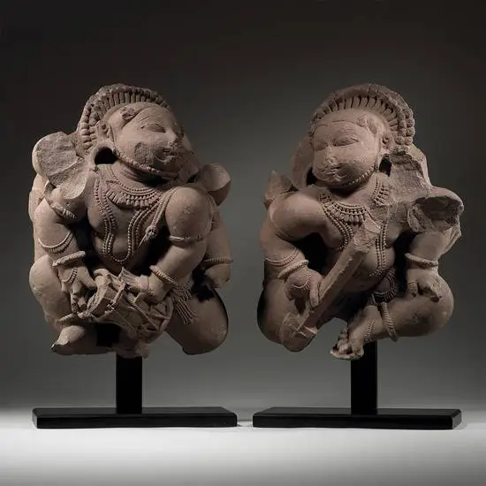 The Music of the Gods, in Stone: A Pair of Celestial Musicians from Medieval Rajasthan