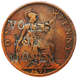 Votes For Women Penny. Picture courtesy of the Fitzwilliam Museum, Cambridge UK (Public domain image)