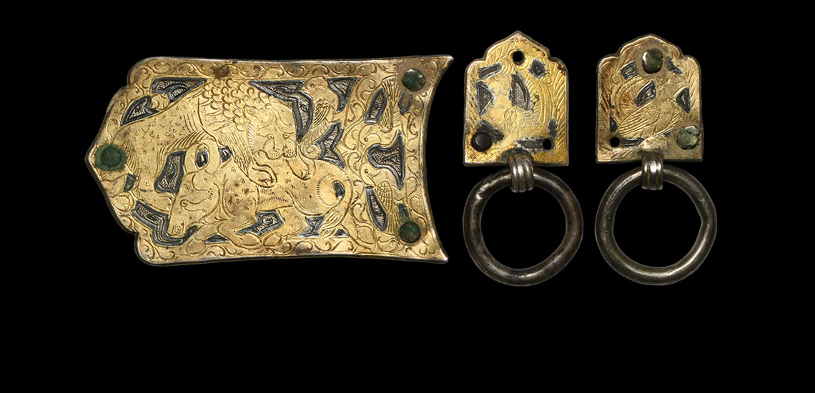 Sassanian Gilt Silver Belt Fitting Group £5,000- £7,000