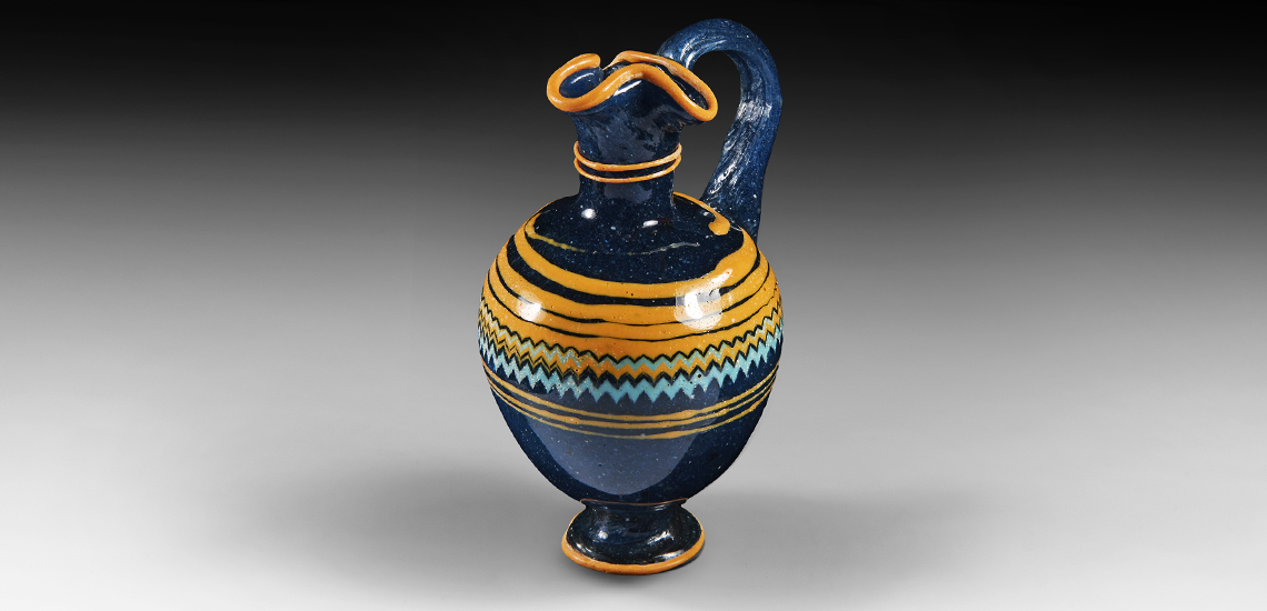 Greek Core Formed Glass Oinochoe
