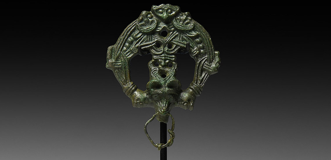 Viking Borre Style Pin Head with Beasts and Ravens £5,000 - £7,000