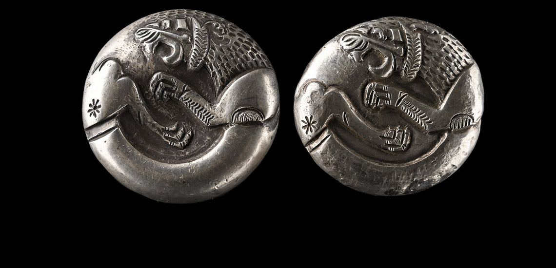 Neo-Elamite Silver Repousse Finial Pair