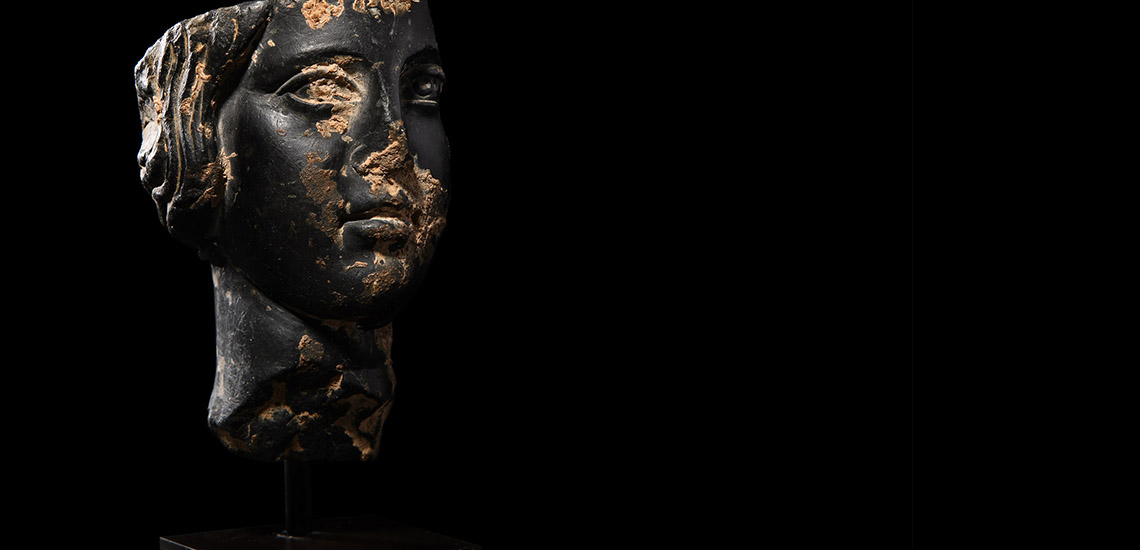 Romano-Egyptian Basalt Head of a Woman
