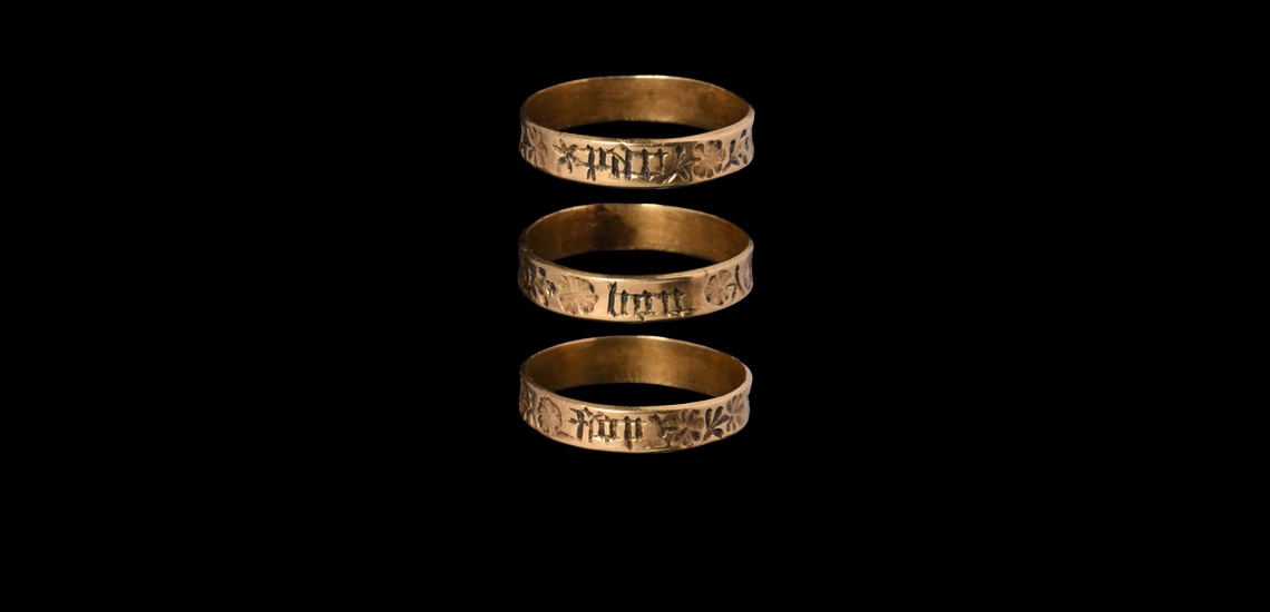Medieval Gold 'In Good Faith' Decorated Posy Ring