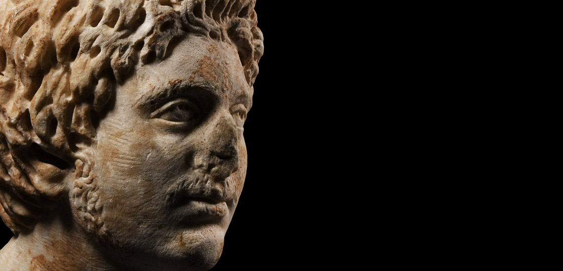 Roman Marble Head of a Germanic Tribesman