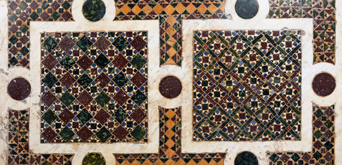 Large Byzantine Cosmatesque Mosaic Panel