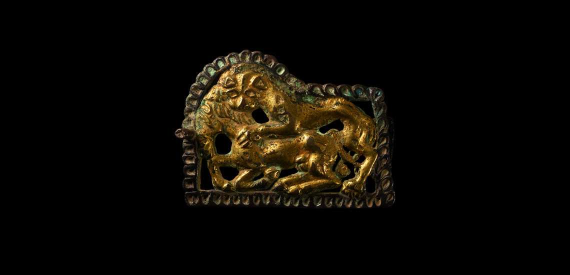 Silver-Gilt Belt Plaque with Attack Scene