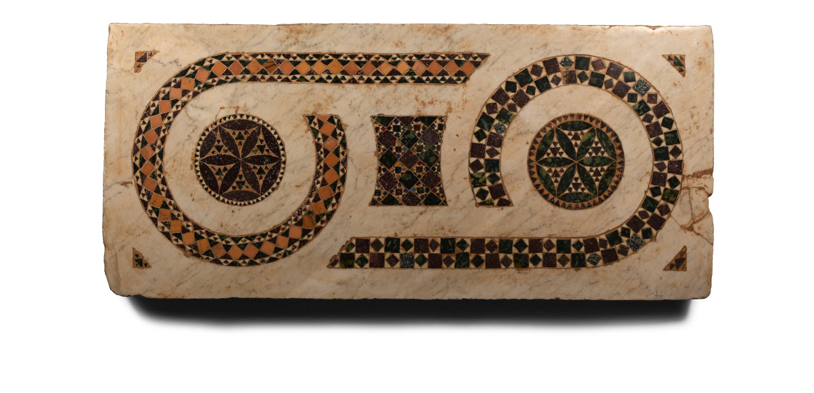 Byzantine Cosmatesque Mosaic Panel with Crosiers