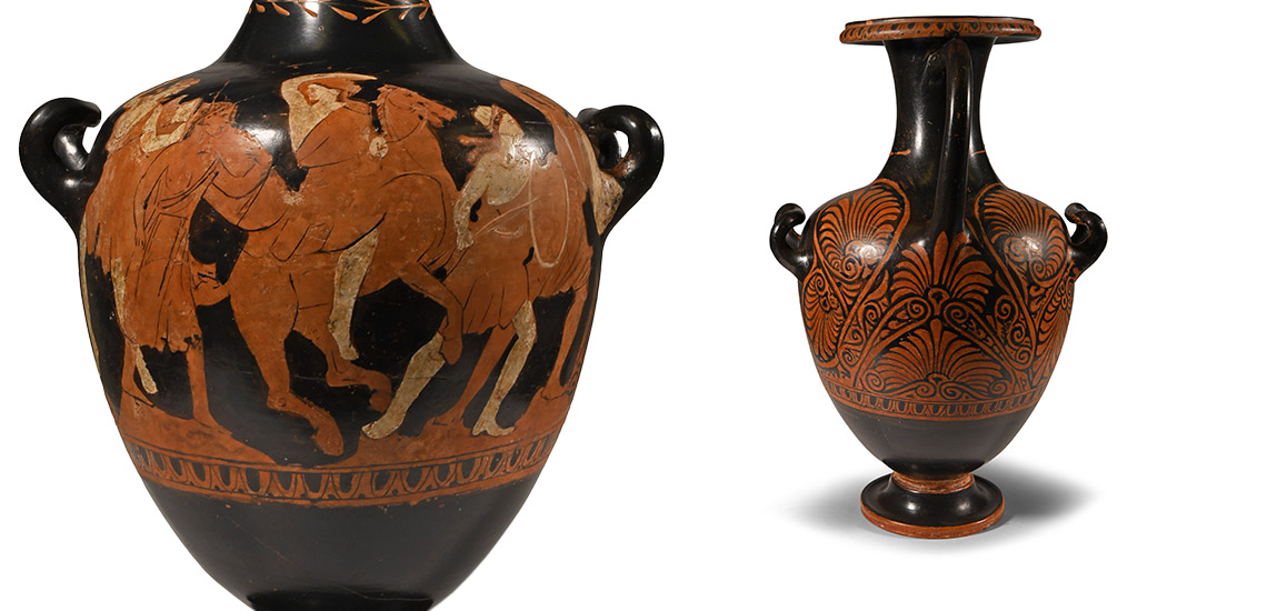 Red-Figure Hydria with Combat Scene Between Amazons and Greek or Trojan Heroes