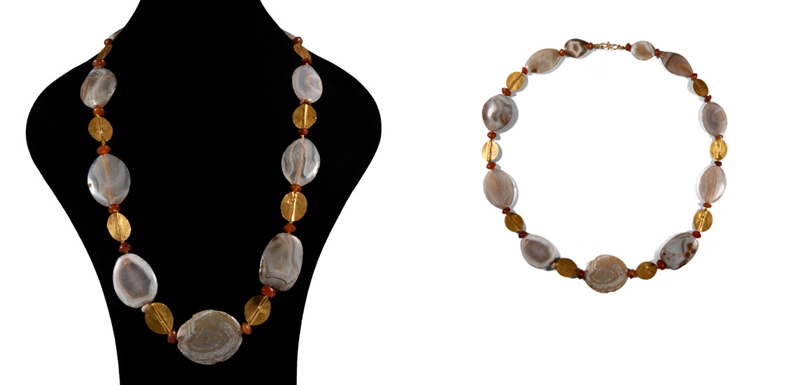 Western Asiatic Gold Necklace with Agate Beads