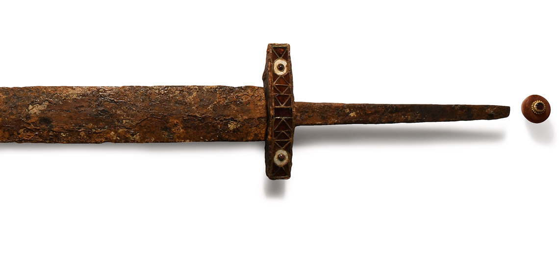 Migration Period Sword with Shell and Garnet Inlays
