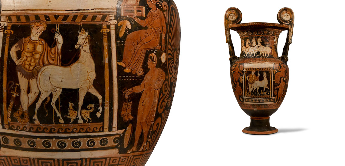 Monumental Apulian Red-Figure Volute Krater Attributed to the Licurgus Painter