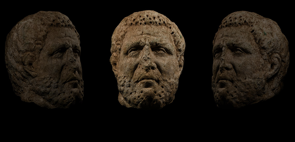 Over Life-Sized Roman Marble Head of a Tetrarch