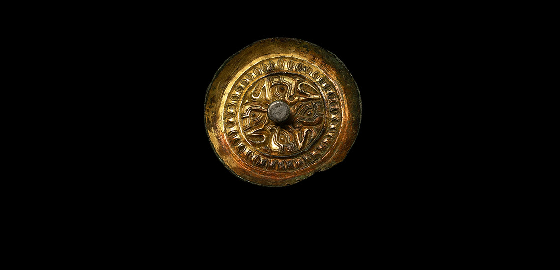 'The Middle Aston' Large Anglo-Saxon Gilt Bronze Saucer Brooch with Bird Motif and Composite Boss