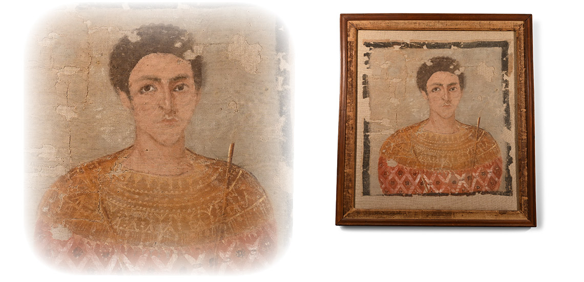 Romano-Egyptian Painted Portrait on Linen
