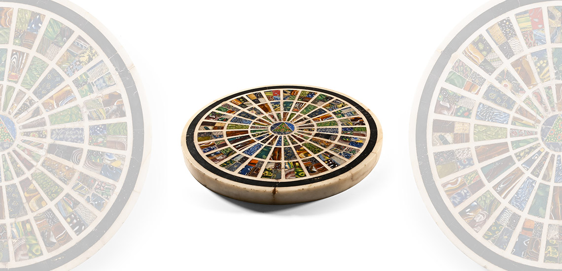 Roman Polychrome Mosaic Glass Set into a Marble Table Top