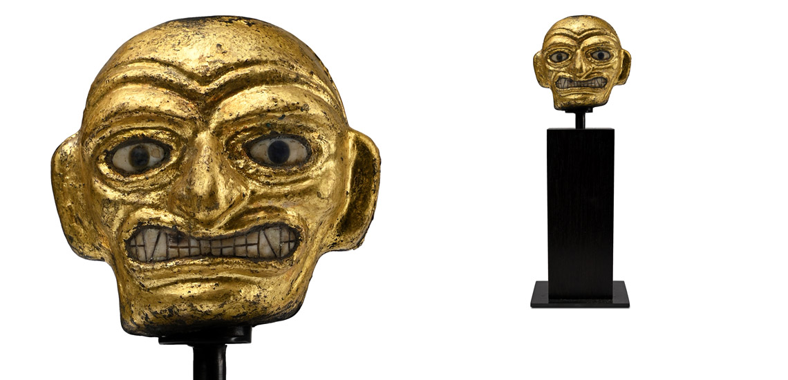Gilt Moche Royal Janus Figure Head