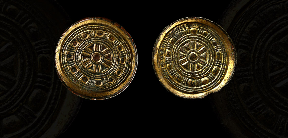 Anglo-Saxon Gilt Bronze Saucer Brooch Matched Pair
