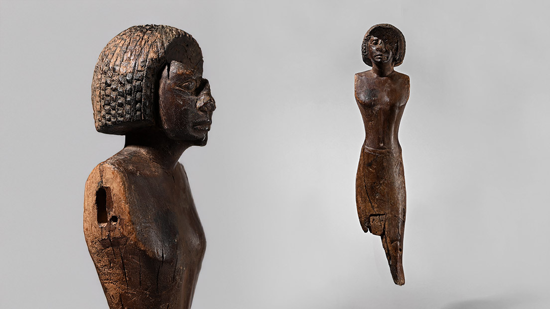 Large Egyptian Wooden Figure of a Man