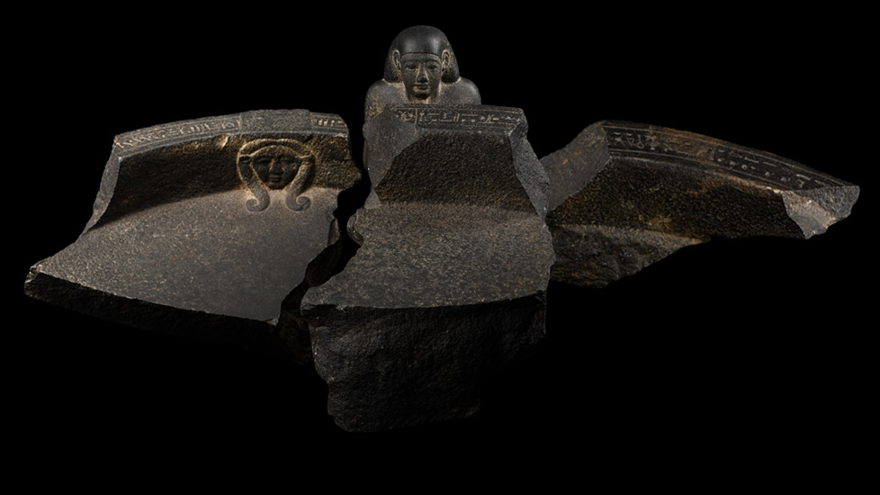 Egyptian Basalt Bassinophore Fragments for the Customs Official Wahibre, son of Paeftchawy