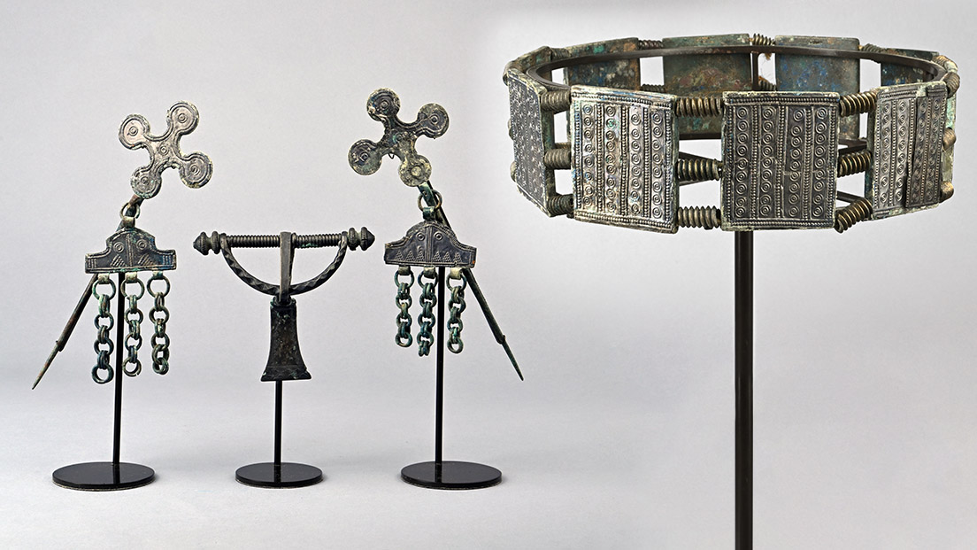 Viking Period Ornate Crown with Brooch and Pin Set