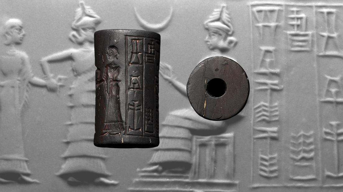 'Professor Erlenmeyer’s First Cylinder Seal' A Neo-Sumerian Haematite Seal of Abbamu, Scribe, Son of Bazige