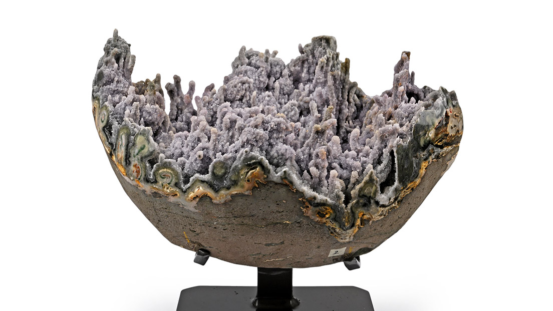 Round Amethyst Crystal Geode with Polished Borders