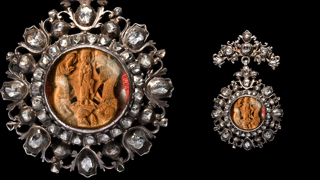 Silver and Diamond Pendant with Holy Trinity