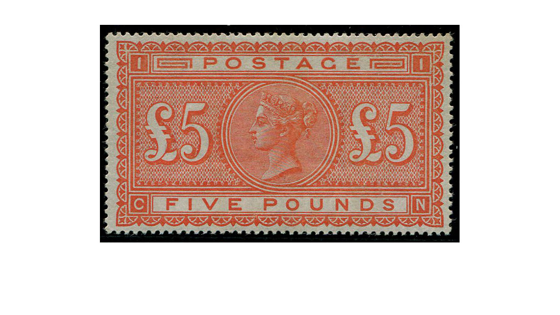 <slblack>£5 ORANGE SG 137 MINT, Brilliant Extra Fresh<slblack>